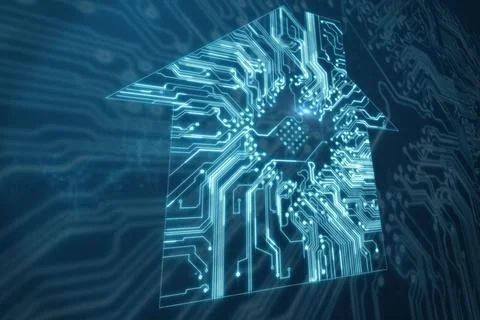 House shapeon circuit board Stock Illustration