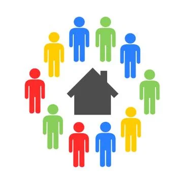 House-sharing and shared house - residential building is used by multiple peo Ilustración de archivo