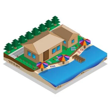 House on the shore. Stock Illustration