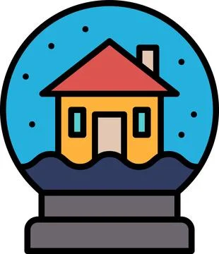 A house is shown in a snow globe Stock Illustration