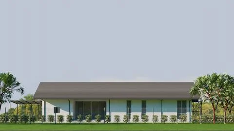 House Side View Day Scene 3D Illustration Stock Illustration