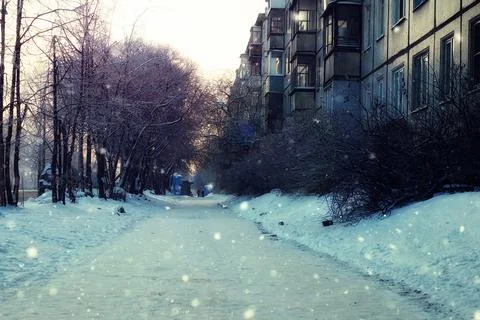 House sidewalk winter Stock Photos