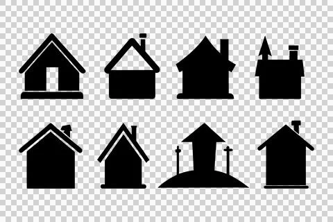 House silhouette icons set design. Home button icons set. Home page icon. Simple Illustrazione stock