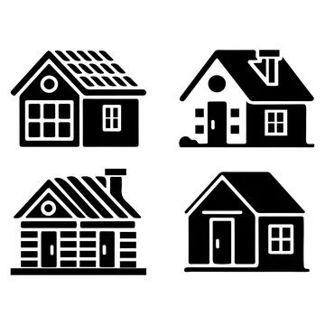 House Silhouette Icons Vector Collection Set Stock Illustration
