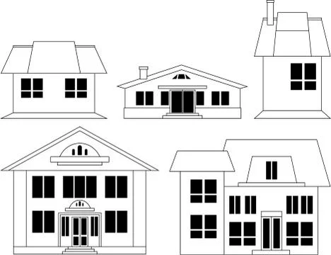 House Silhouettes Set Stock Illustration