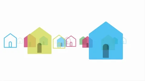 House silhouettes.[loop] Stockbeeldmateriaal 126491243