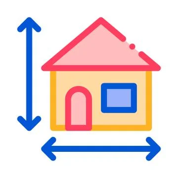 House Size Height And Width Vector Thin Line Icon Illustrazione stock