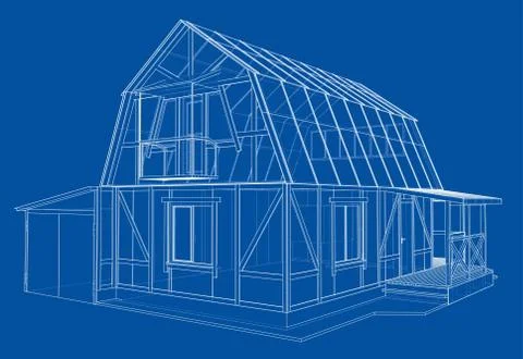 House sketch. Vector rendering of 3d Stock Illustration