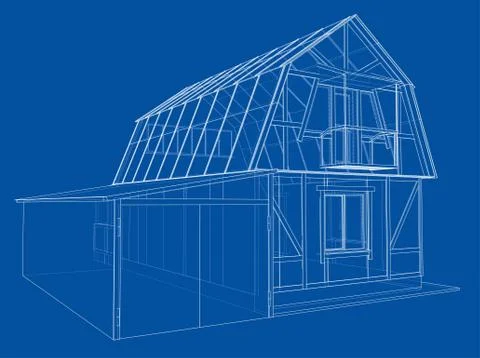 House sketch. Vector rendering of 3d Stock Illustration