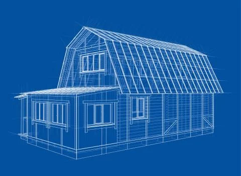 House sketch. Vector rendering of 3d Stock Illustration