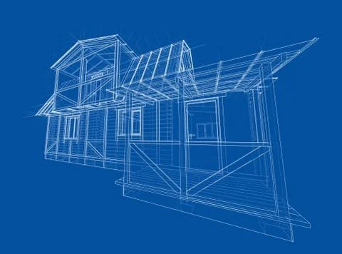 House sketch. Vector rendering of 3d Stock Illustration