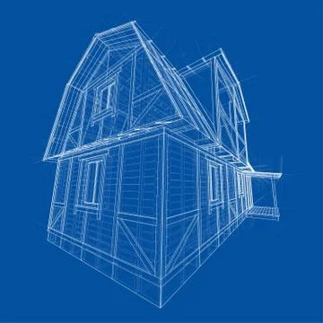 House sketch. Vector rendering of 3d Stock Illustration