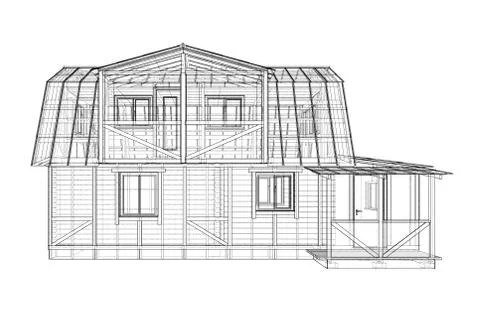 House sketch. Vector rendering of 3d Stock Illustration