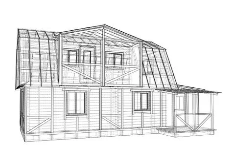 House sketch. Vector rendering of 3d Stock Illustration