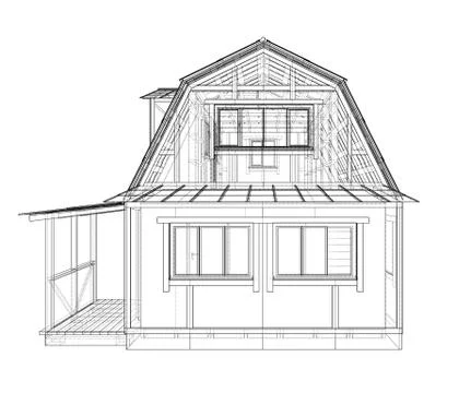 House sketch. Vector rendering of 3d Stock Illustration