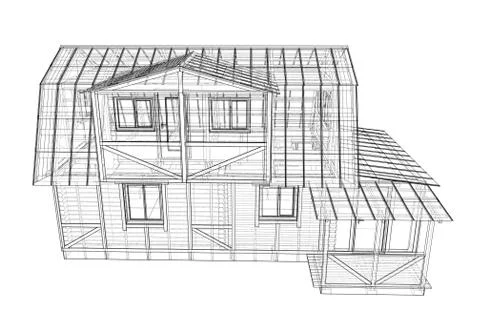 House sketch. Vector rendering of 3d Stock Illustration