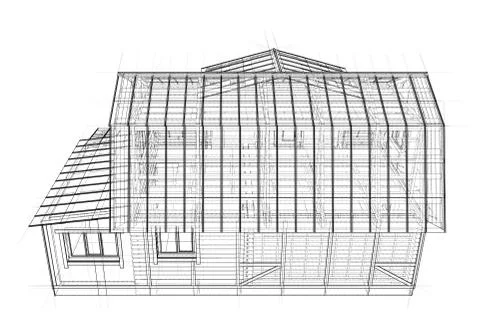 House sketch. Vector rendering of 3d Stock Illustration