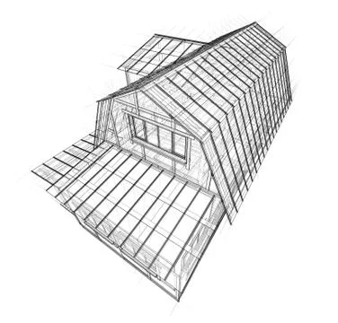 House sketch. Vector rendering of 3d Illustrazione stock