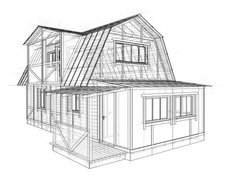 House sketch. Vector rendering of 3d Stock Illustration
