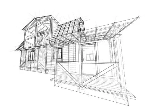 House sketch. Vector rendering of 3d Stock Illustration
