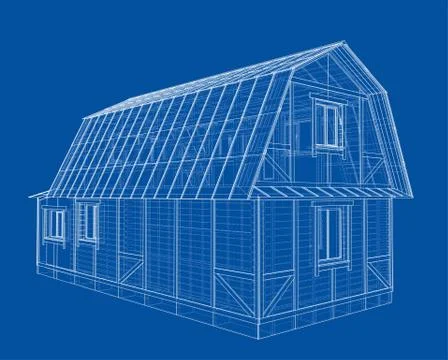 House sketch. Vector rendering of 3d Stock Illustration
