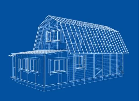 House sketch. Vector rendering of 3d Stock Illustration