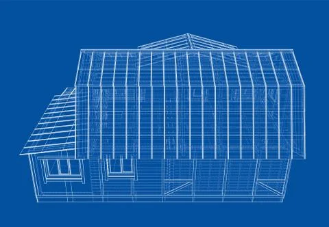 House sketch. Vector rendering of 3d Stock Illustration