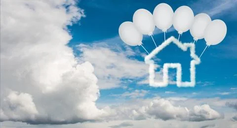 House in the sky made of clouds - 3d rendering Ilustración de archivo