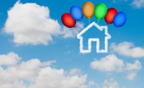 House in the sky made of clouds - 3d rendering Ilustración de archivo