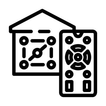 House with smartphone remote controlling smart home system Ilustración de archivo