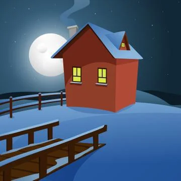 House in the snow Stock Illustration