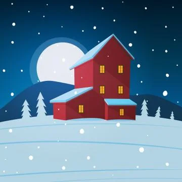 House in Snow Stock-Illustration