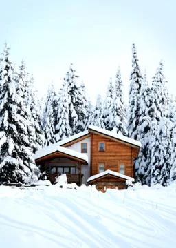 House on snow Stock Photos