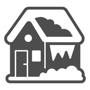 House in snow solid icon, Winter season concept, house with icicles and イラスト素材