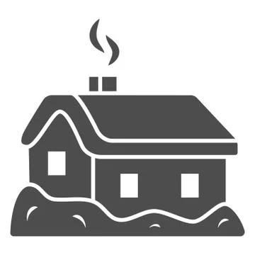 House in snow solid icon, World snow day concept, Small winter cottage sign on Illustrazione stock