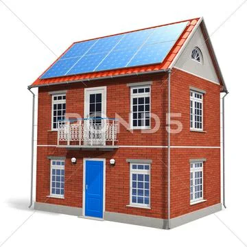 House with solar batteries on the roof Stock Illustration