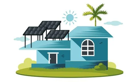 House with solar energy panel vector illustration Stock-Illustration