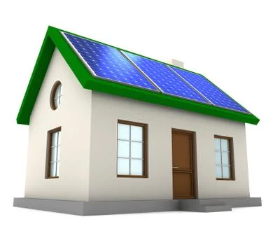 House with solar panel concept 3d illustration Stock Illustration