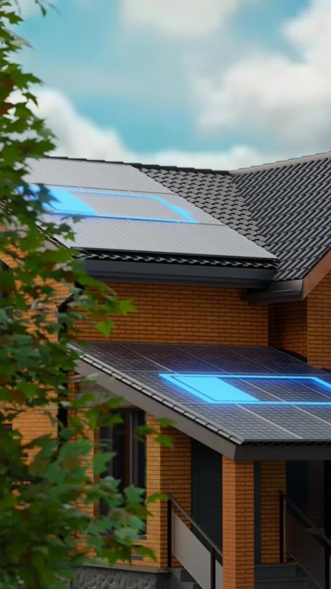 House with solar panels Stock Footage 302291461