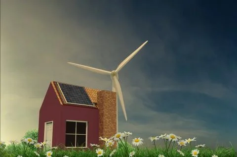 House with solar panels Stock Illustration