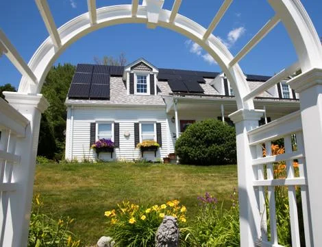 House with Solar Panels Stock Photos