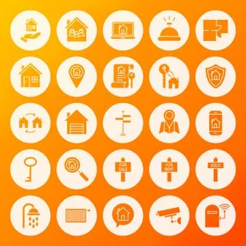 House Solid Circle Icons Stock Illustration
