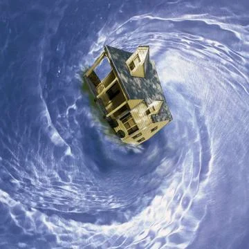 House in spinning whirlpool Stock Illustration