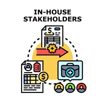 In house stakeholders concept process workflow diagram Stock Illustration