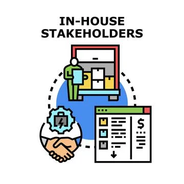 In house stakeholders managing project tasks and business processes Stock Illustration