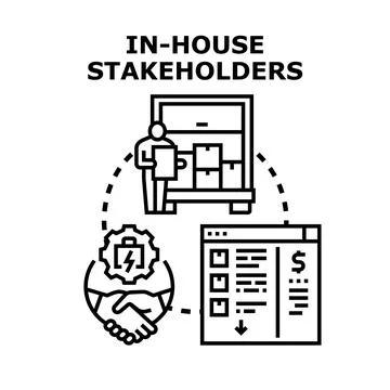 In house stakeholders managing project tasks and business processes Stock Illustration
