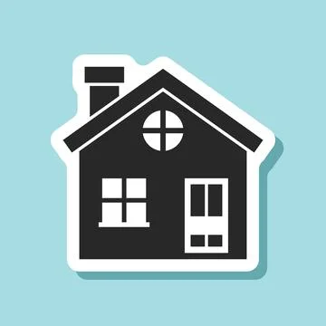 House sticker icon in flat style. Home vector illustration on isolated back.. Stock Illustration