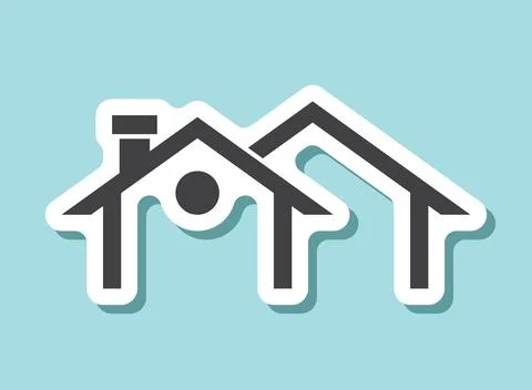 House sticker icon in flat style. Home vector illustration on isolated back.. Ilustración de archivo