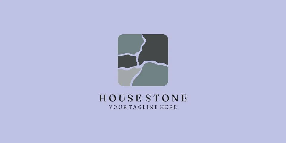 House stone logo vector icon illustration minimalist design Stock Illustration