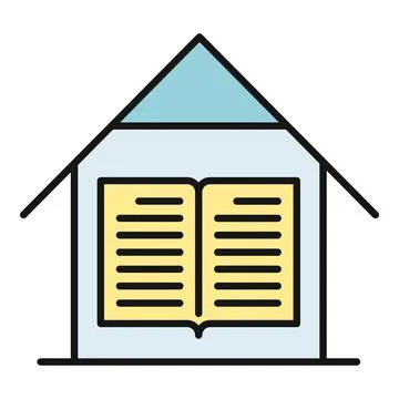 House structure with open book representing homeschooling concept Stock Illustration